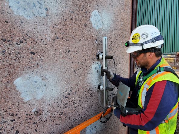 Ultrasonic Pulse Velocity Testing of Concrete Silo-resize 混凝土孤岛分辨的超声脉冲速度测试